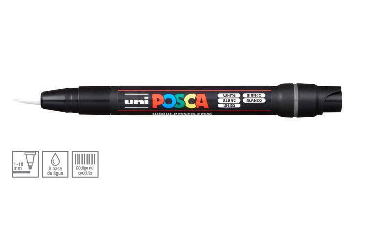 Imagem de Caneta Posca Uni Ball PCF-350 Ponta Pincel em Poliéster 0,1 à 10 mm - Cor: White
