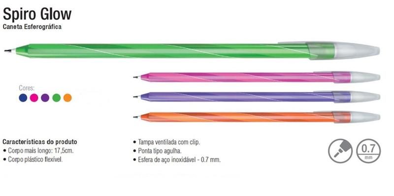 Imagem de Caneta Spiro Glow 0.7 C/5 Un - Cis