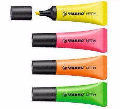 Imagem de Caneta Stabilo marca texto Kit C/4 Cores Formato Bisnaga