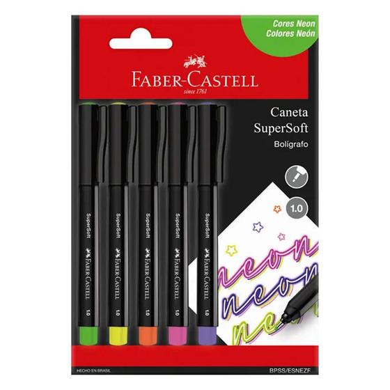 Imagem de Caneta SuperSoft FABER-CASTELL 1.0 mm Estojo com 5 Cores