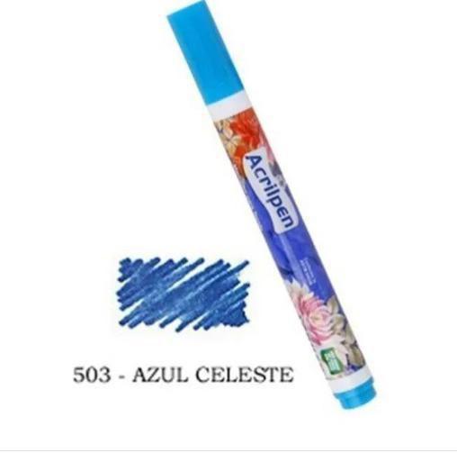 Imagem de Caneta Tecido Acrilex Acrilpen Azul Celeste