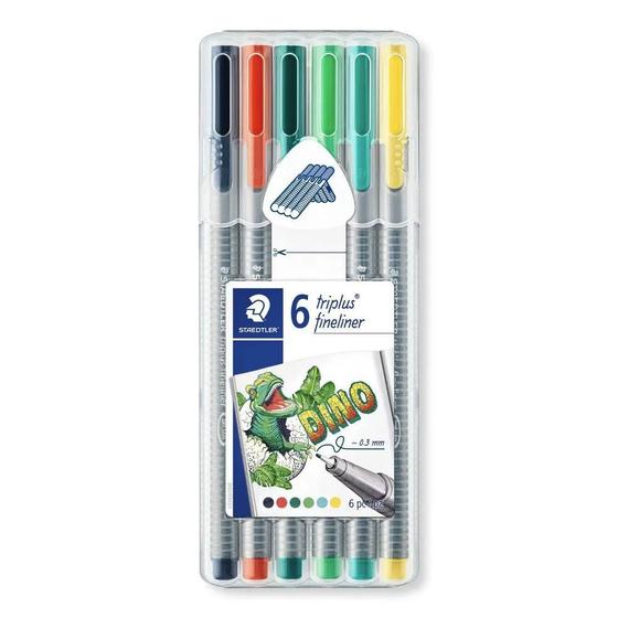 Imagem de Caneta Triplus Fineliner Staedtler 0.3mm Dino com 6 Cores