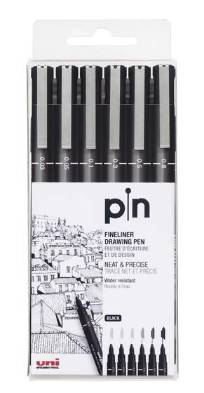Imagem de Caneta Uni Pin Fine Line Preto Com 6 Pontas - Uniball
