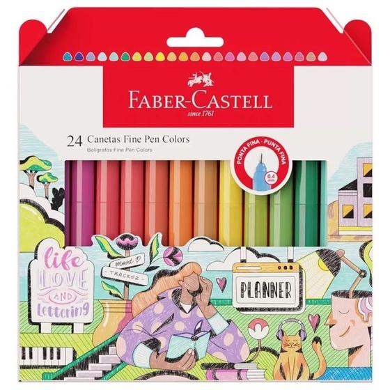 Imagem de Canetas Hidrográficas Faber-Castell Fine Pen Com 24 Cores