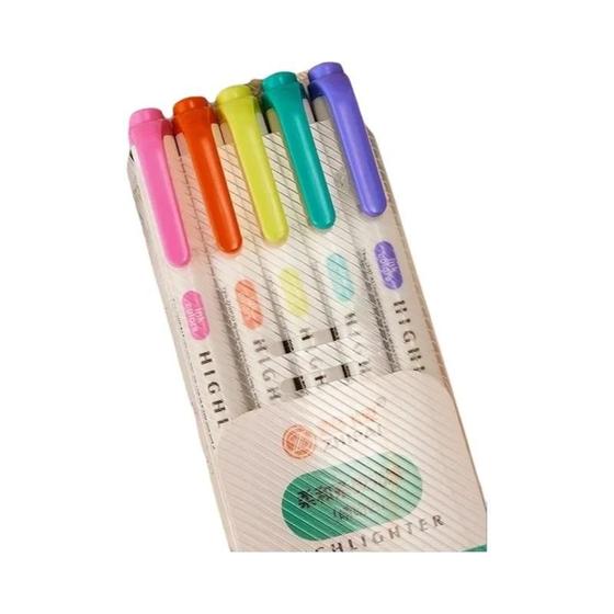 Imagem de Canetas Iluminadoras Pastel - Conjunto com 5 Cores Fluorescentes para Desenho