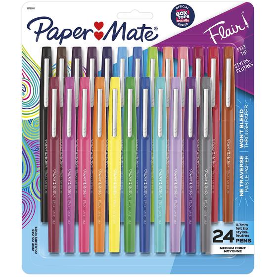 Imagem de Canetas marcadoras Paper Mate Flair Felt Tip Medium Point, pacote com 24