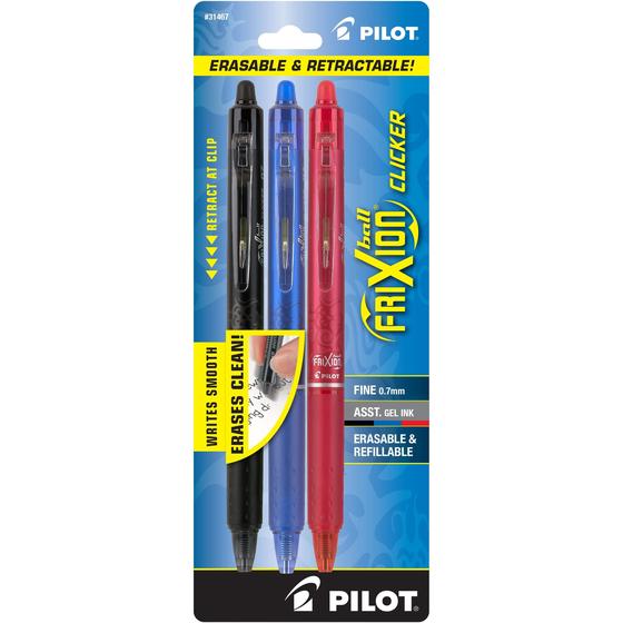 Imagem de Canetas PILOT FriXion Clicker Apagáveis - Pacote com 3