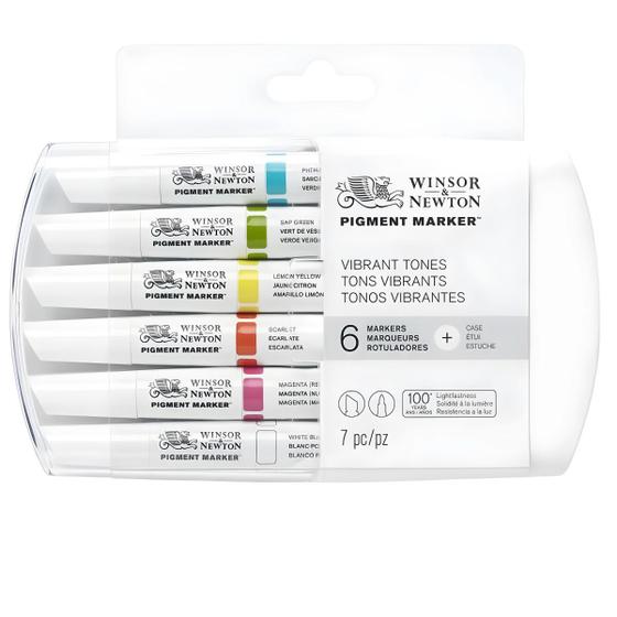Imagem de Canetas Winsor e Newton Pigment Marker Vibrant Tones com 06 Unidades
