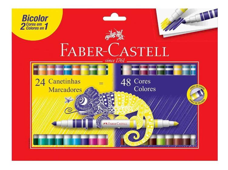 Imagem de Canetinha Hidrocolor Bicolor Faber Castell 24 = 48 Cores Faber Castell