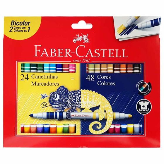 Imagem de Canetinha Hidrográfica 48 Cores Bicolor Faber Castell