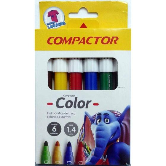 Imagem de Canetinha Hidrográfica 6 Cores Compactor Color Jumbo 1-4Mm