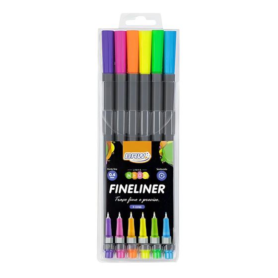 Imagem de Canetinha Hidrográfica Brw Finemarker 6 Cores Neons 0.4Mm