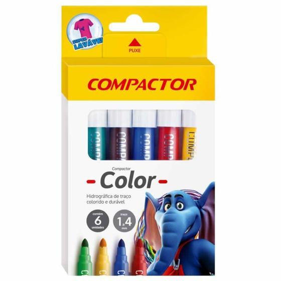 Imagem de Canetinha hidrografica compactor color jumbo 6 cores