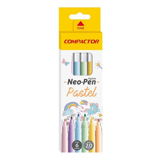 Imagem de Canetinha Hidrográfica Neo-Pen Pastel Gigante - 6 Cores - Compactor