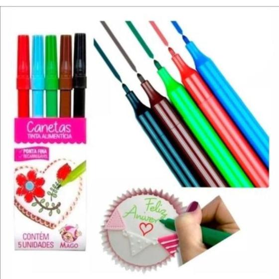 Imagem de Canetinha para decoração fina com 5 cores mago