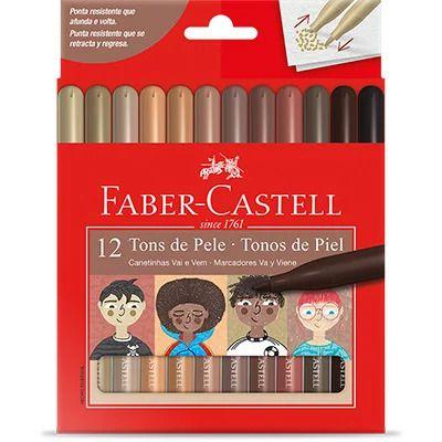 Imagem de Canetinha Vai e Vem 12 cores Tons de pele Faber-Castell