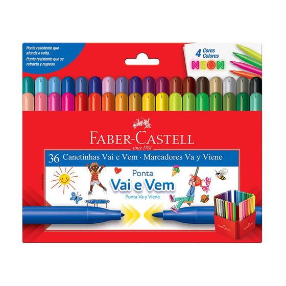 Imagem de Canetinha Vai E Vem 36 Cores Faber Castell