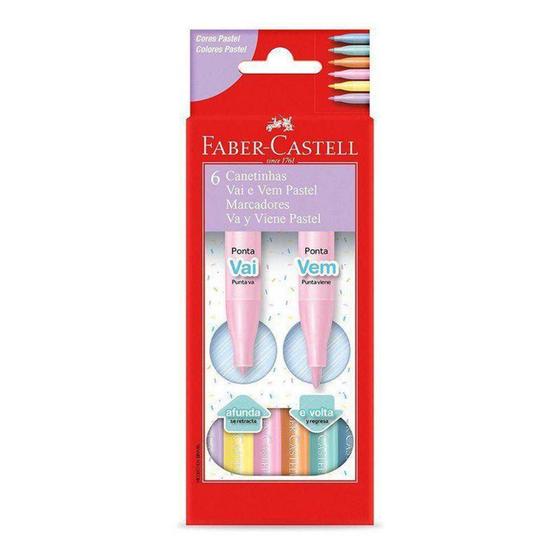 Imagem de Canetinha Vai e Vem c/6 Cores Pastel -Faber - Faber-Castell