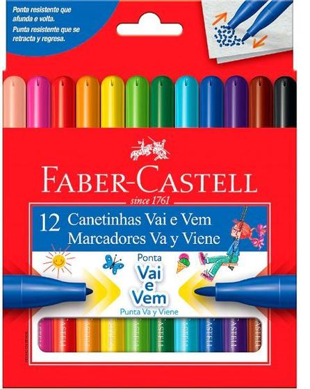 Imagem de Canetinhas Faber Castell com 12 cores - Ponta vai e vem