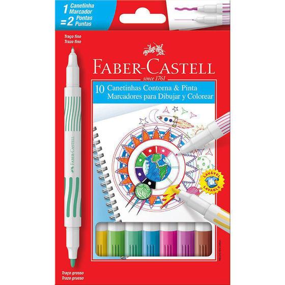 Imagem de Canetinhas ponta dupla contorna e pinta 10 cores - FABER-CASTELL