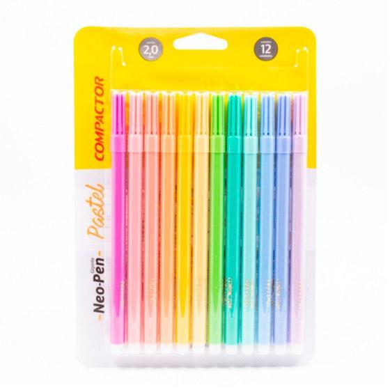 Imagem de Canetinhas Tons Pastel Neo Pen Gigante 12 Cores Lavavel - Compactor