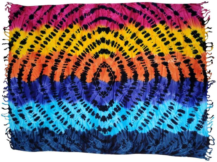 Imagem de Canga de Praia Viscose Tie Dye Retangular com Franja