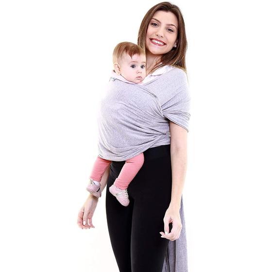 Imagem de Canguru Bebê Infantil 3,5Kg a 16Kg Segurança Wrap Sling Kababy Cinza Mescla