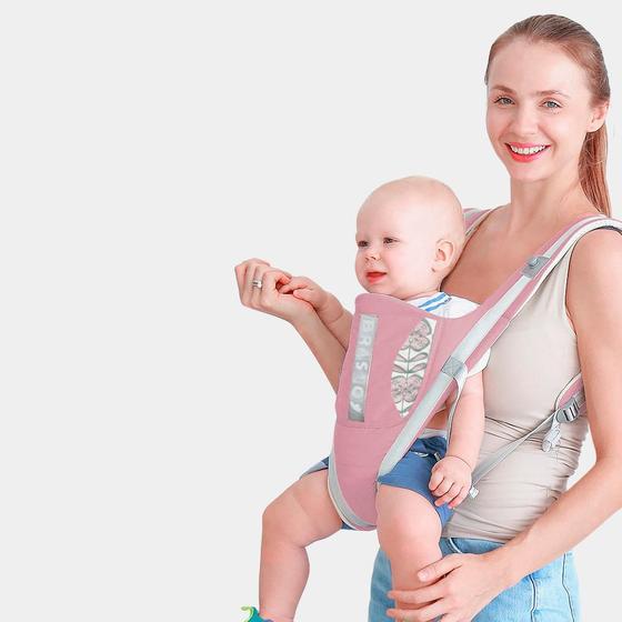 Imagem de Canguru Ergonômico Luxo Para Bebê Suporta até 20kg C/ Apoio de Cabeça Rosa