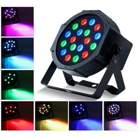 Imagem de Canhão De Luz Refletor Rgb 18 Leds Dmx Bivolt Strobo