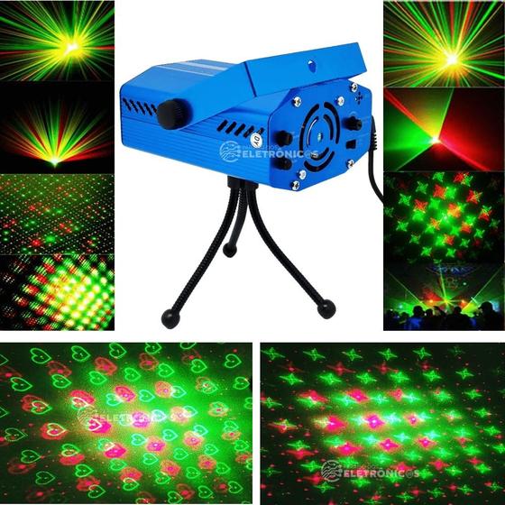 Imagem de Canhão Laser Projetor Raios Holográfico Estrelas Coração Strobo Possui Sensor Rítmico DY8636