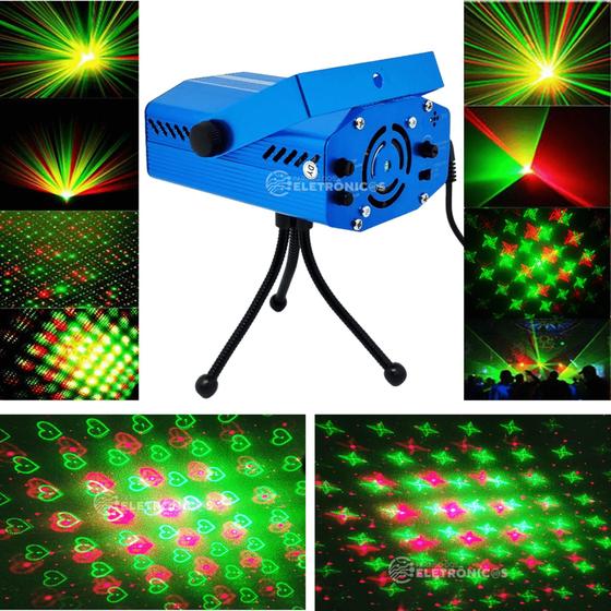 Imagem de Canhão Laser Projetor Raios Holográfico Luz Led Pontilhados Coração Com Sensor DY8636