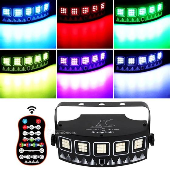 Imagem de Canhão LED Estroboscópico RGB com Ritmo DJ e Controle Remoto para Eventos e Shows WS1101