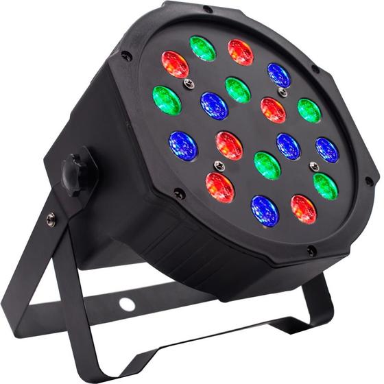 Imagem de Canhão Refletor 18 Leds Rgb Dmx Jogo Luz Iluminacao Dj - GT69