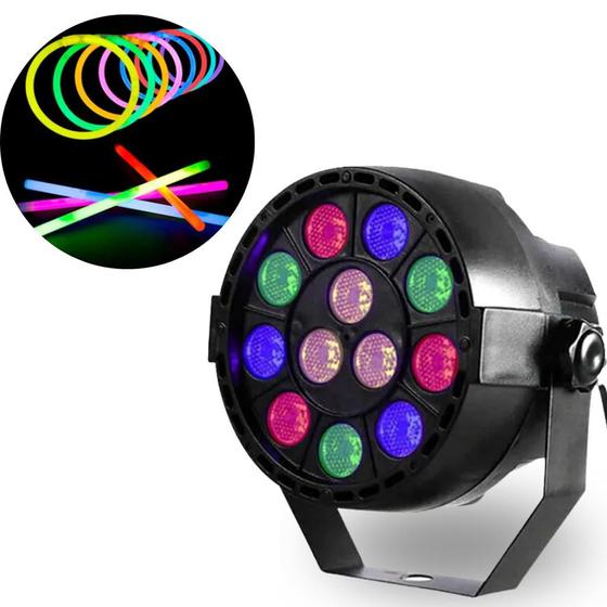 Imagem de Canhão refletor led 12 rgbw com 10 pulseiras neon