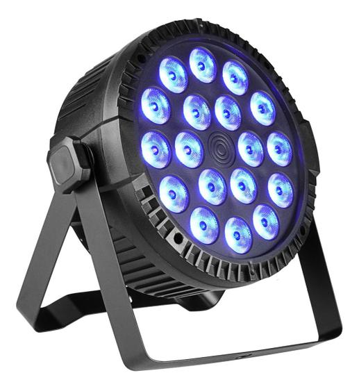 Imagem de Canhao Refletor Par 64 Slim 18 Leds 18w Dmx Rgbwa+uv 6 Em 1