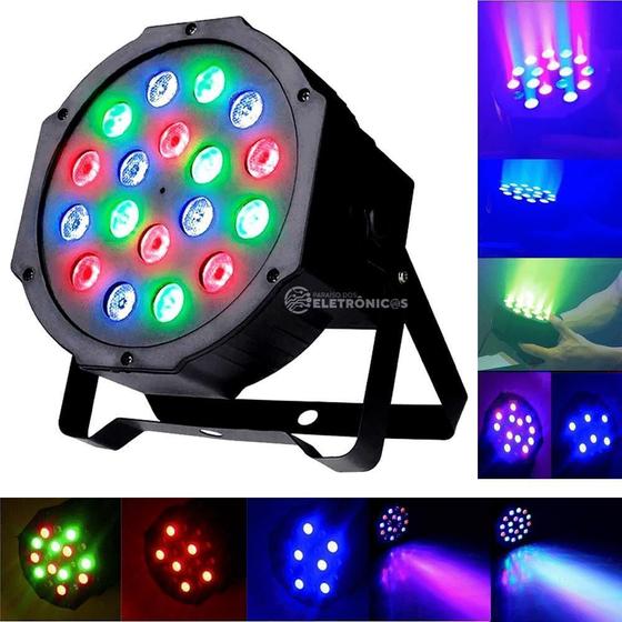 Imagem de Canhão Refletor Rgb Jogo De Luz 18 Led Strobo Iluminação