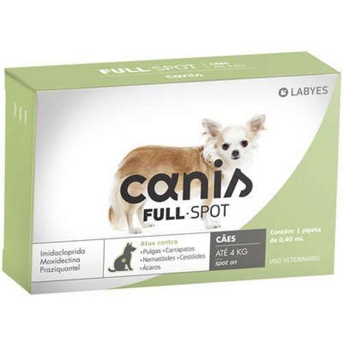 Imagem de Canis Full Spot Antipulgas Cães Até 4Kg C/1 Pipeta 0,40Ml