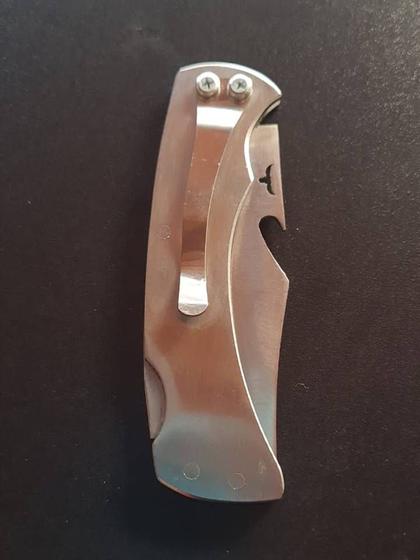 Imagem de Canivete Bolso com Abridor de Garrafa Aço Inox com Presilha Cromado G