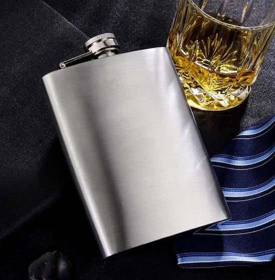 Imagem de Cantil Aço Inox De Bolso Porta Bebidas Whisk Vodka Rum Cachaça Licor 236ml Top