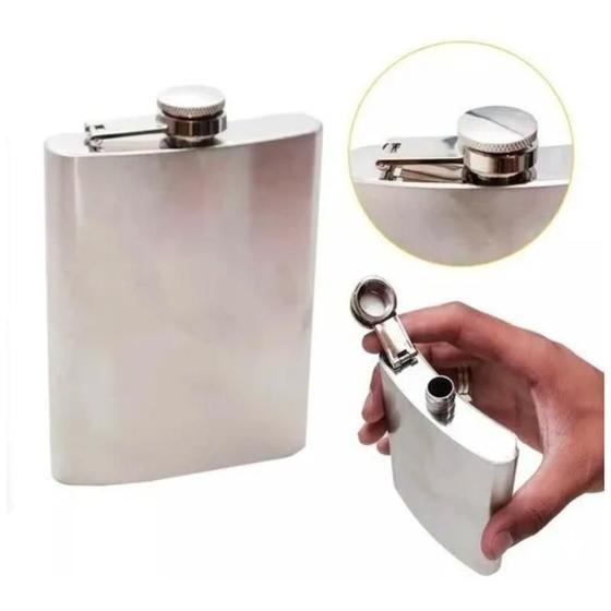 Imagem de Cantil Bolso Aço Inox 230Ml Bebida Porta Whisky Garrafinha