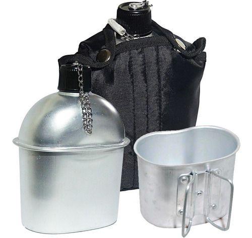 Imagem de Cantil De Alumínio Echolife Caneca Exercito Tático C/ Capa