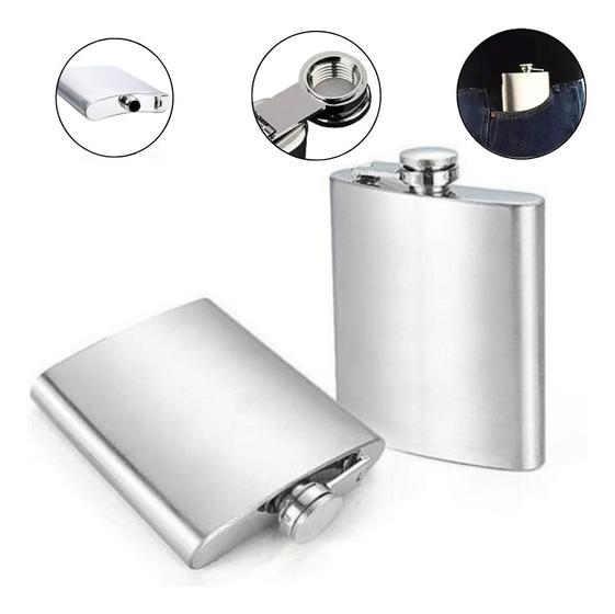 Imagem de Cantil De Bolso Inox 210ml Garrafa Whiskeira Whisky Bar