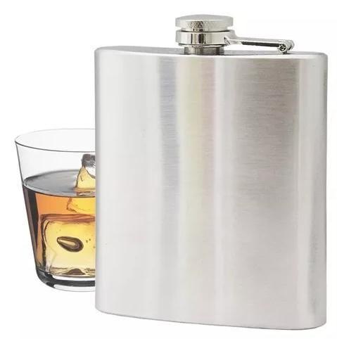 Imagem de Cantil De Bolso Porta Bebida Aço Inox Whisky Vodka Rum 230ml