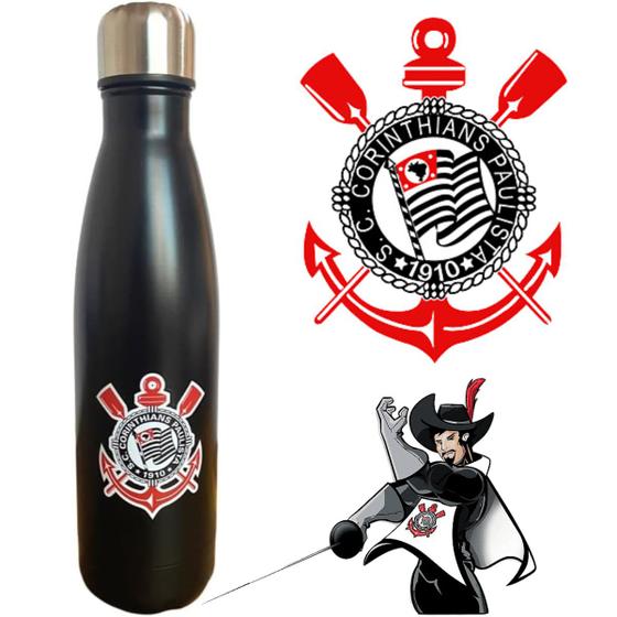 Imagem de Cantil Esportivo de Aço Inox 750ml Corinthians Inquebrável Para Torcedores Ideal Para Presente