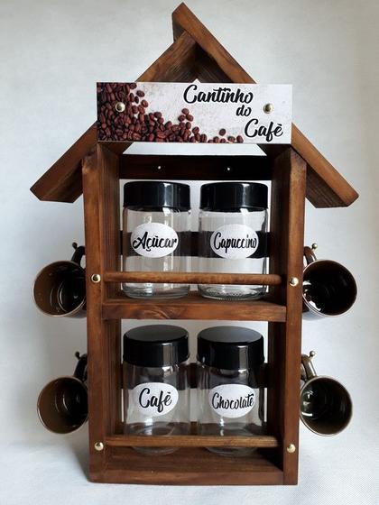Cantinho Do Café C/ 4 Potes E 4 Xícaras - Artesanatos Ype - Chá e Café ...