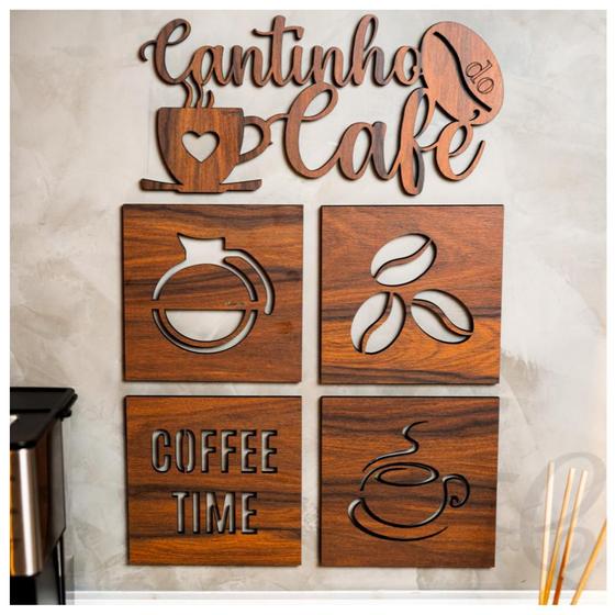 Imagem de Cantinho Do Café Placa Quadros Frase Aplique Decorativo Mdf