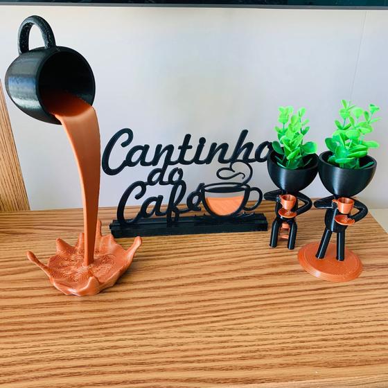 Imagem de Cantinho do Café vaso bob xícara flutuante com plantinhas, base reforçada