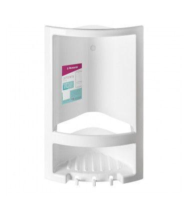 Cantoneira porta shampoo banheiro pvc c/ gancho branco atlas Menor preço em Cantoneira porta shampoo banheiro pvc c/ gancho branco atlas