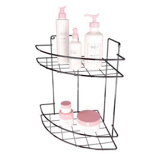 Cantoneira Porta Shampoo Sabonete Suporte de Canto Box Banheiro 2 Prateleiras Resistente - DiCarlo Imagem de Cantoneira Porta Shampoo Sabonete Suporte de Canto Box Banheiro 2 Prateleiras Resistente