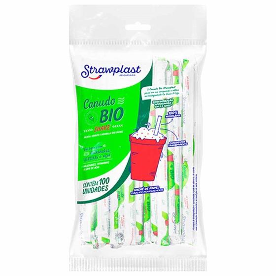 Imagem de Canudo Biodegradável Shake Sachê Strawplast 100 Unidades